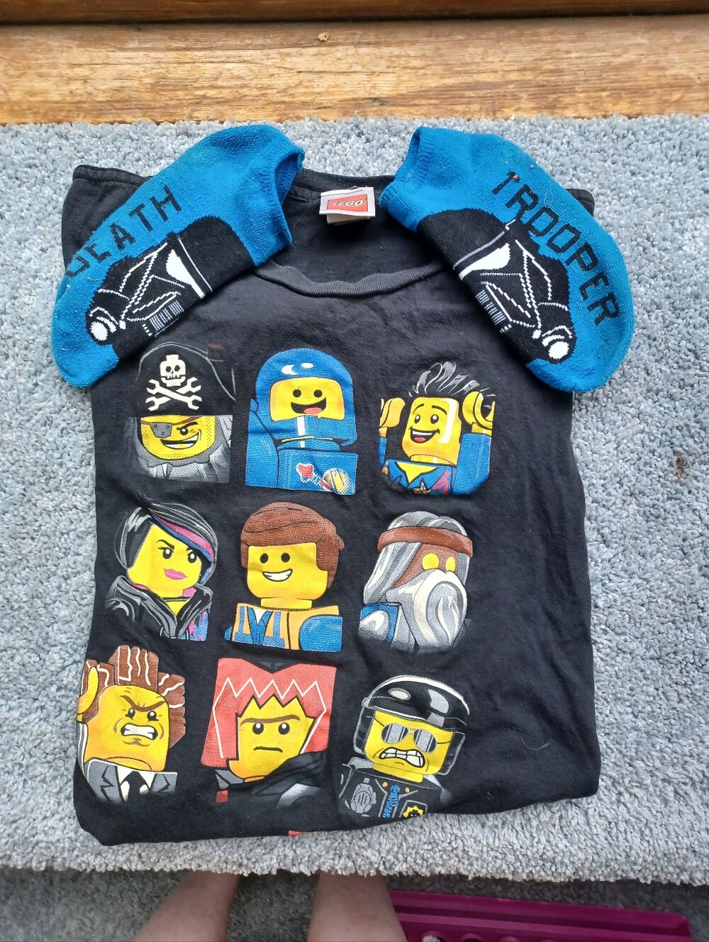 Lego Black Graphic Tee with Blue Accent Socks